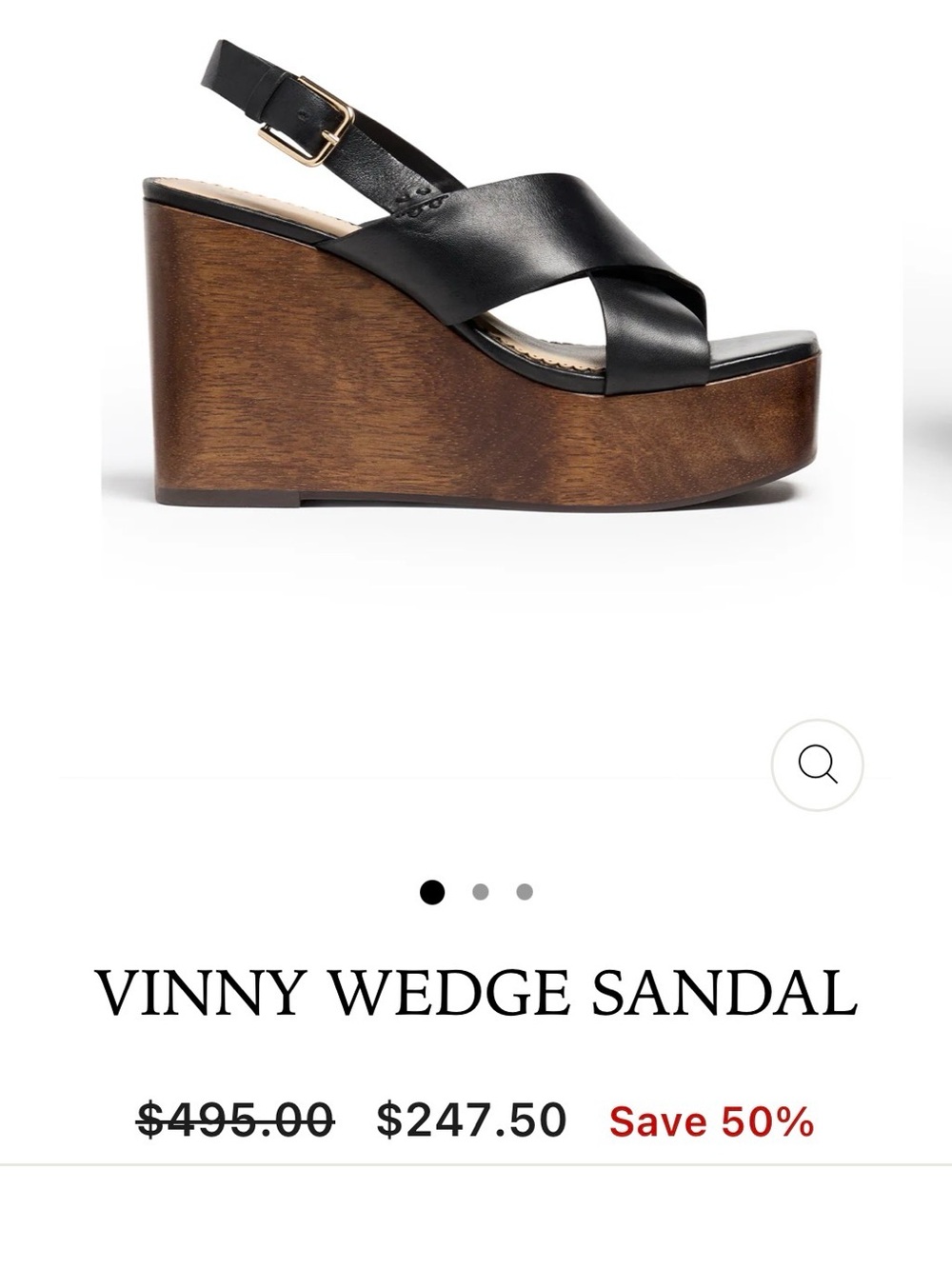 cinq a sept Vinny Black Leather Cross-Strap Wedge Sandal